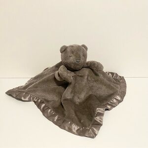 Carters Bear Lovey Plush Gray Satin Security Blanket Baby Boy Teddy Lovie Toy